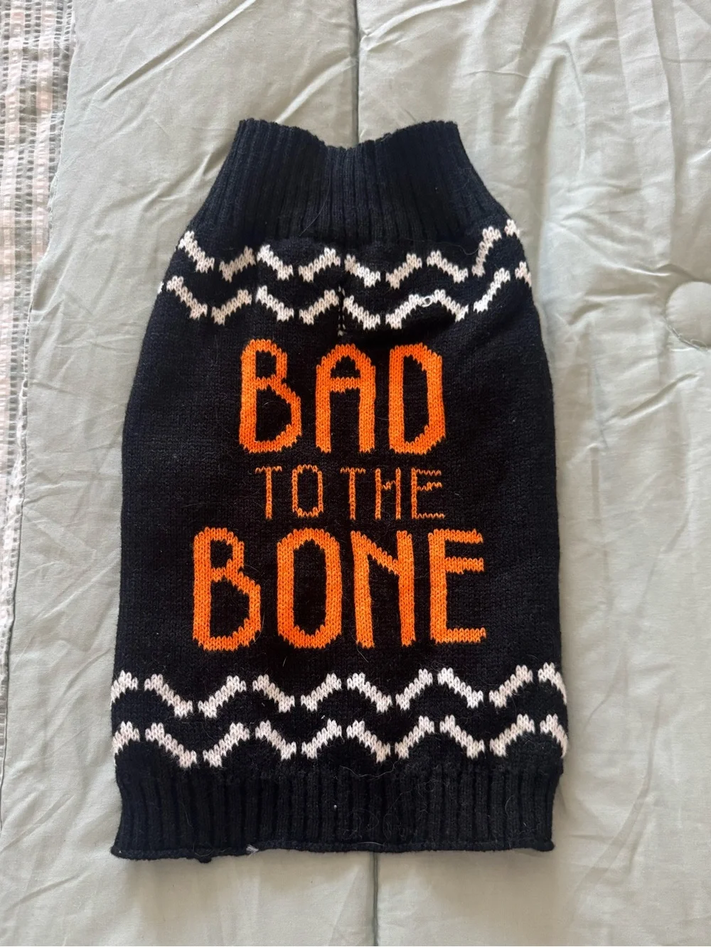 Black & Orange 'Bad to the Bone' Knit Dog Sweater